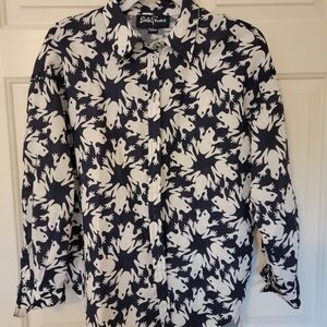 Lesley Evers Dawn Navy Blouse With WHITE FROGS